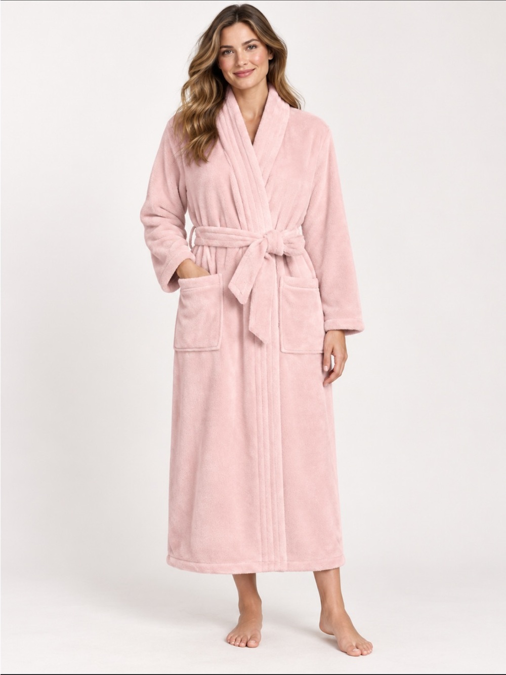 💞LandsEnd Wms PETITE Cozy Plush Long Fleece Robe